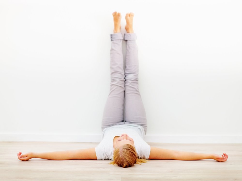Legs up the wall yoga pose for relaxation